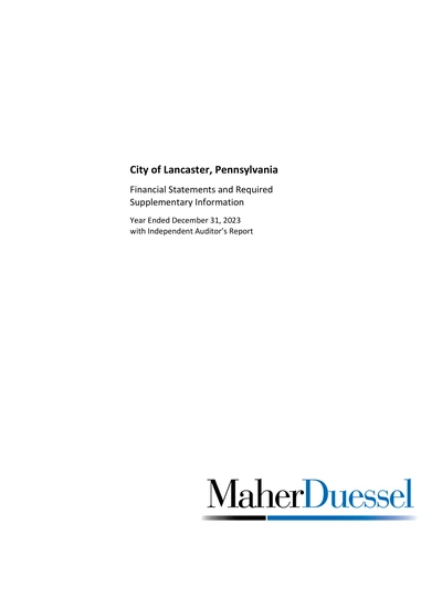 City of Lancaster ACFR Cover