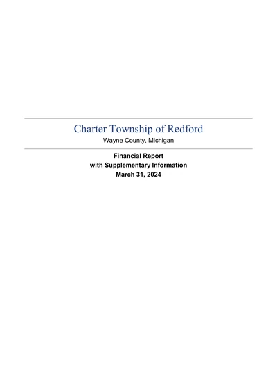 Charter Township of Redford ACFR Cover