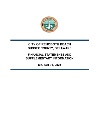 City of Rehoboth Beach ACFR Cover
