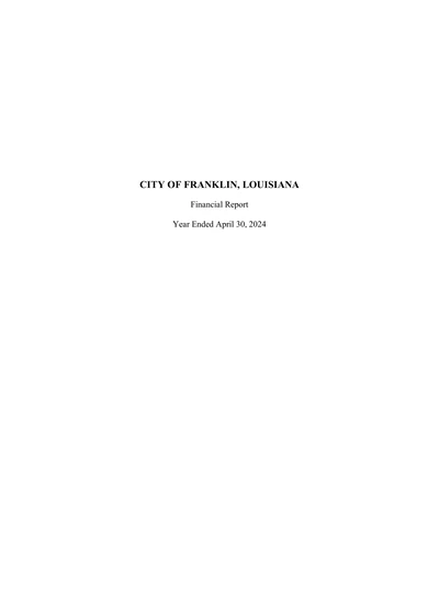 City of Franklin ACFR Cover