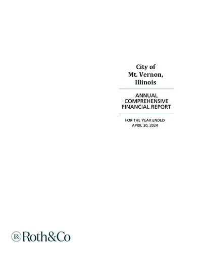 City of Mt. Vernon Illinois ACFR Cover