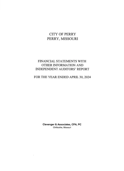 City of Perry Missouri ACFR Cover