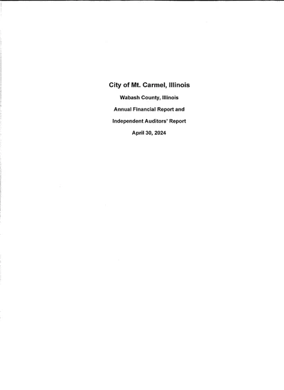 City of Mt. Carmel ACFR Cover