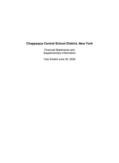 Chappaqua Central School District ACFR Cover