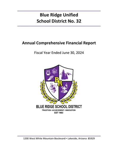 Blue Ridge Unified School District No. 32 ACFR Cover