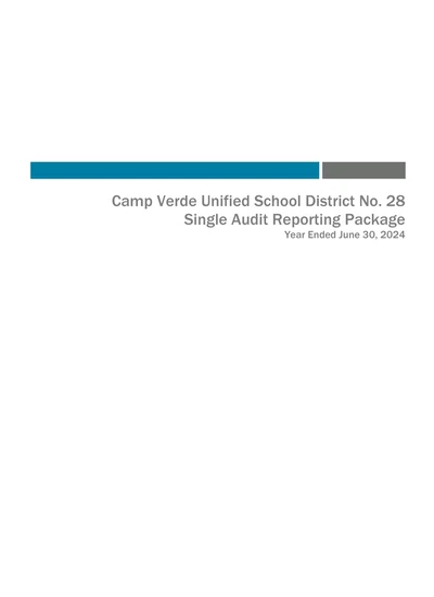Camp Verde Unified School District No. 28 ACFR Cover