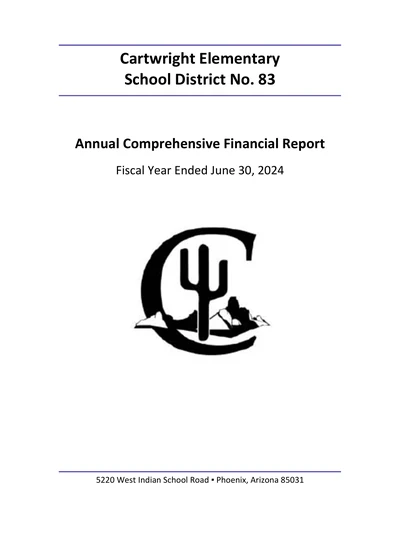 Cartwright Elementary School District No. 83 ACFR Cover