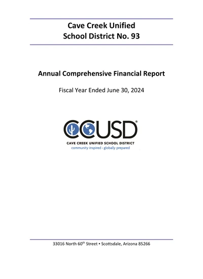 Cave Creek Unified School District No. 93 ACFR Cover