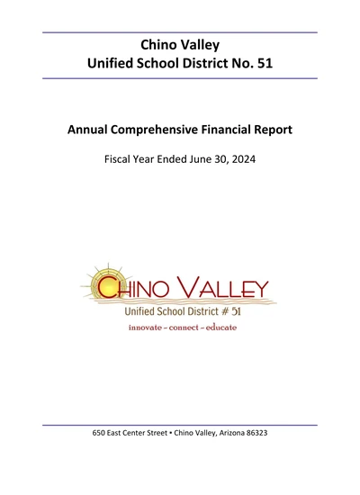 Chino Valley Unified School District No. 51 ACFR Cover
