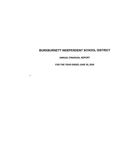 Burkburnett Independent School District ACFR Cover