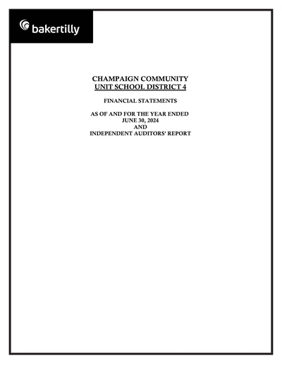 Champaign Community Unit School District 4 ACFR Cover