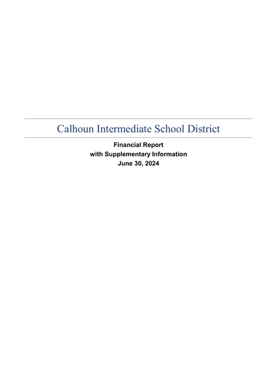 Calhoun Intermediate School District ACFR Cover