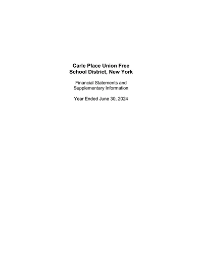 Carle Place Union Free School District ACFR Cover