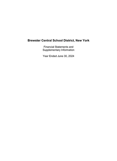 Brewster Central School District ACFR Cover