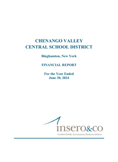 Chenango Valley Central School District ACFR Cover