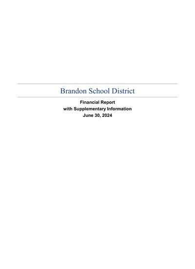 Brandon School District ACFR Cover