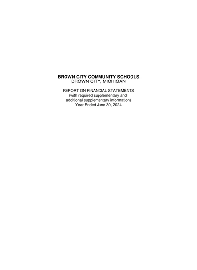 Brown City Community Schools ACFR Cover