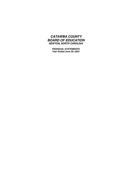Catawba County Board of Education ACFR Cover