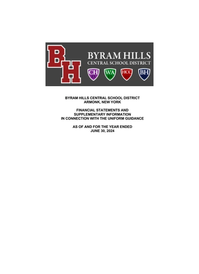 Byram Hills Central School District ACFR Cover