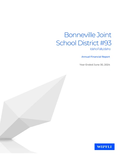 Bonneville Joint School District #93 ACFR Cover