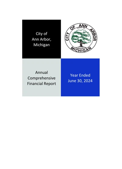City of Ann Arbor, Michigan ACFR Cover