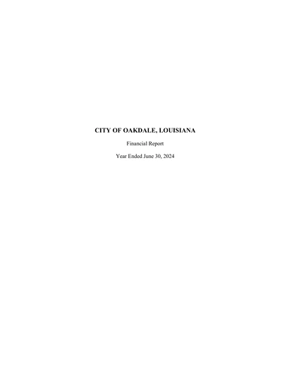 City of Oakdale, Louisiana ACFR Cover
