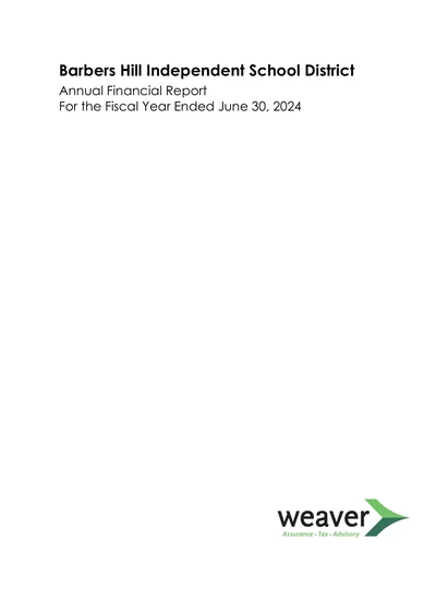 Barbers Hill Independent School District ACFR Cover