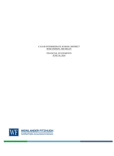 C.o.o.r. Intermediate School District ACFR Cover