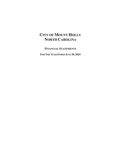 City of Mount Holly ACFR Cover