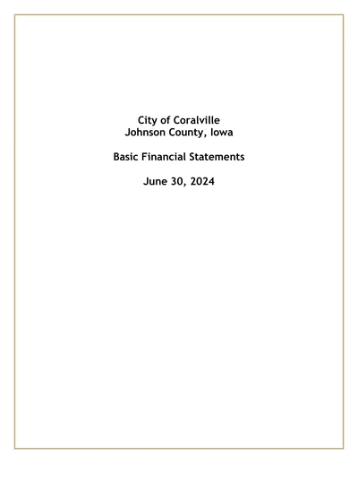 City of Coralville ACFR Cover