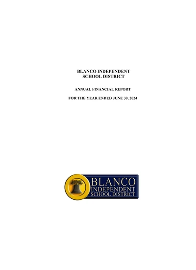 Blanco Independent School District ACFR Cover