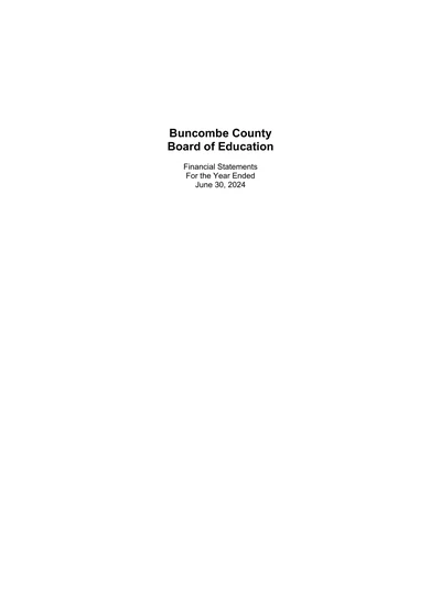 Buncombe County Board of Education ACFR Cover