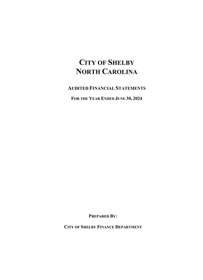 City of Shelby ACFR Cover
