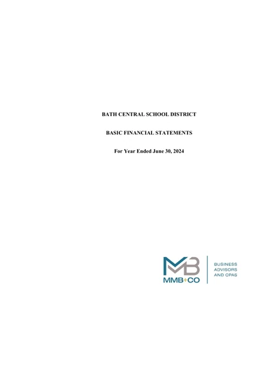 Bath Central School District ACFR Cover