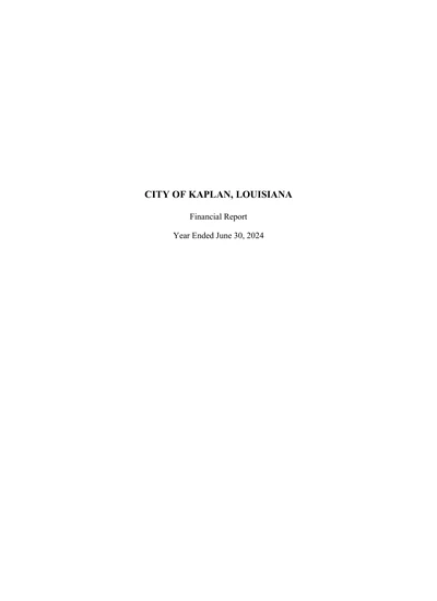 City of Kaplan ACFR Cover