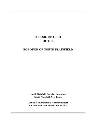 Borough of North Plainfield School District ACFR Cover