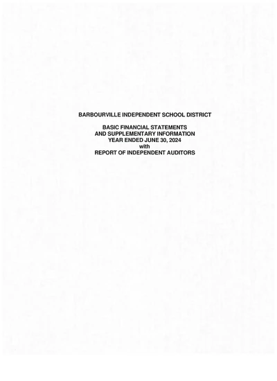 Barbourville Independent School District ACFR Cover