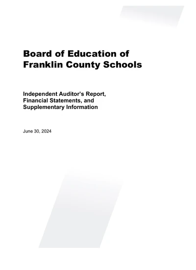 Board of Education of Franklin County Schools ACFR Cover