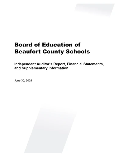 Board of Education of Beaufort County Schools ACFR Cover