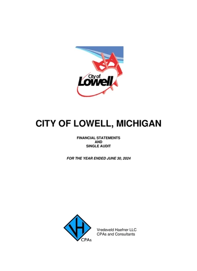 City of Lowell ACFR Cover