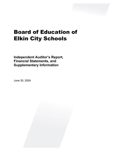 Board of Education of Elkin City Schools ACFR Cover