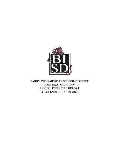 Barry Intermediate School District ACFR Cover