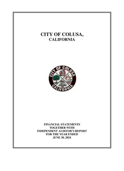 City of Colusa ACFR Cover