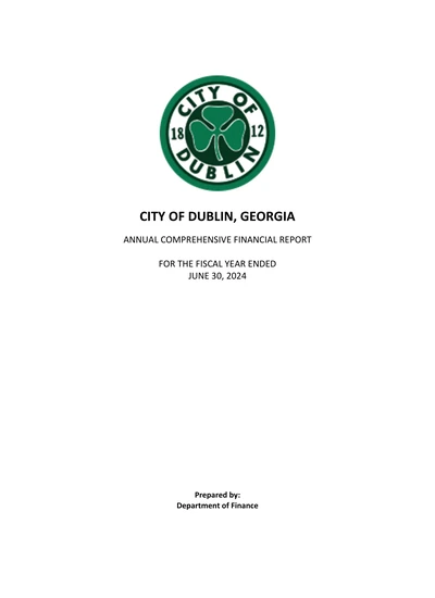 City of Dublin, Georgia ACFR Cover
