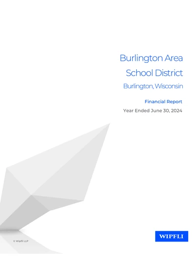 Burlington Area School District ACFR Cover