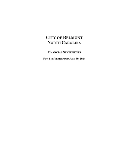 City of Belmont ACFR Cover