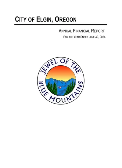 City of Elgin, Oregon ACFR Cover