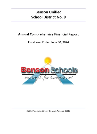 Benson Unified School District No. 9 ACFR Cover