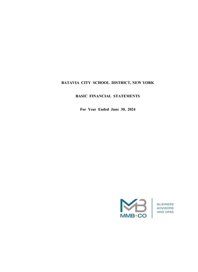 Batavia City School District ACFR Cover