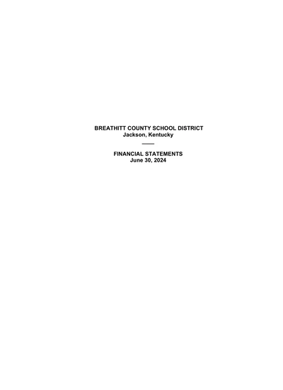 Breathitt County School District ACFR Cover